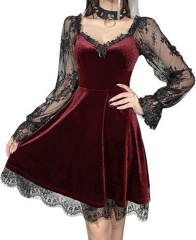 Lace Long Sleeve Gothic Dresses for Women Vintage Dress Gothic Dress in Saudi Arabia