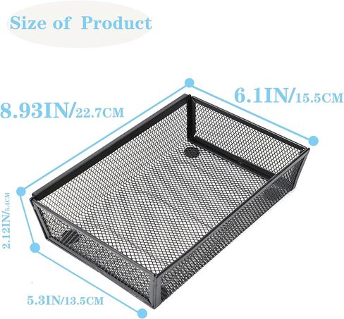 Mesh Tray Kitchen Drawer Utensil Cutlery Tray Office Supplies with Inter-locking Arm Drawer Dividers Organizer for Silverware, Flatware, Home,Office, School,Bedroom(9＂X6＂4pack) Black in Saudi Arabia