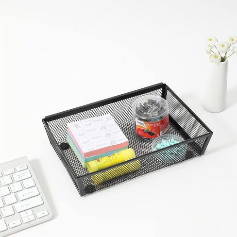 Mesh Tray Kitchen Drawer Utensil Cutlery Tray Office Supplies with Inter-locking Arm Drawer Dividers Organizer for Silverware, Flatware, Home,Office, School,Bedroom(9＂X6＂4pack) Black in Saudi Arabia