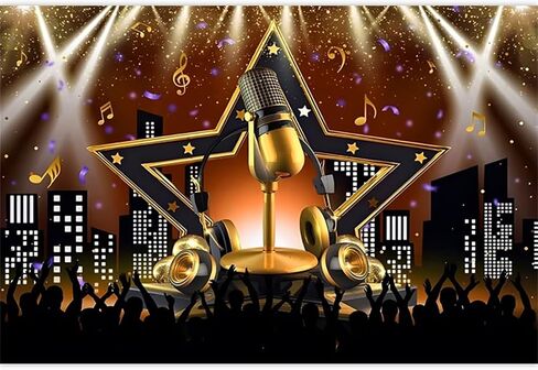 Backdrop Backdrop Music Caraoke Party ، نجم موسيقى الروك و Roll Disco Disco Decorations لافتة ، خلفية صور للموسيقى لعرض مواهب عيد الميلاد ، Props Props Props 7 × 5 قدم in Kuwait