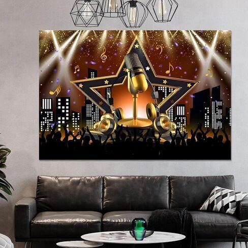 Backdrop Backdrop Music Caraoke Party ، نجم موسيقى الروك و Roll Disco Disco Decorations لافتة ، خلفية صور للموسيقى لعرض مواهب عيد الميلاد ، Props Props Props 7 × 5 قدم in Kuwait