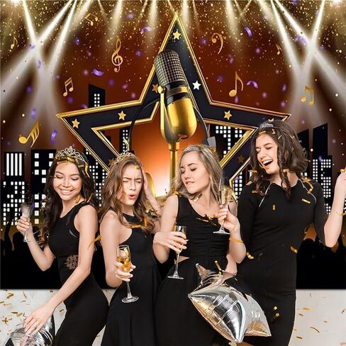 Backdrop Backdrop Music Caraoke Party ، نجم موسيقى الروك و Roll Disco Disco Decorations لافتة ، خلفية صور للموسيقى لعرض مواهب عيد الميلاد ، Props Props Props 7 × 5 قدم in Kuwait