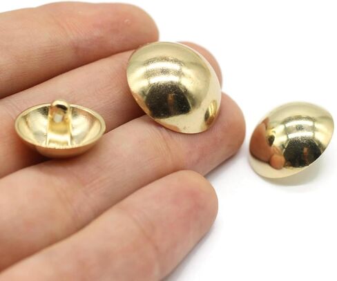 Gold Metal Shank Buttons - 12 Pcs - 3 Size Options - Curved Oval Round Metal Shank Buttons for Men Women Blazer Coat Uniform Shirt Suit and Jacket Sewing Craft DIY N5403 in Saudi Arabia