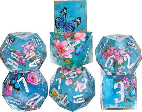 Cusdie Sharp Edges Dice DND, 7 PCs D&D Dice, Handcrafted Polyhedral Dice Set, for Role Playing Game MTG Pathfinder (Black Pattern) in Kuwait