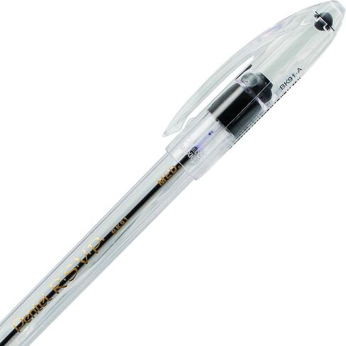 Pentel RSVP Pallpoint Pen ، (1.0 مم) ، خط متوسط ​​، الحبر الأسود (BK91-A) (حزمة 1 ، إجمالي عدد 12) in Saudi Arabia