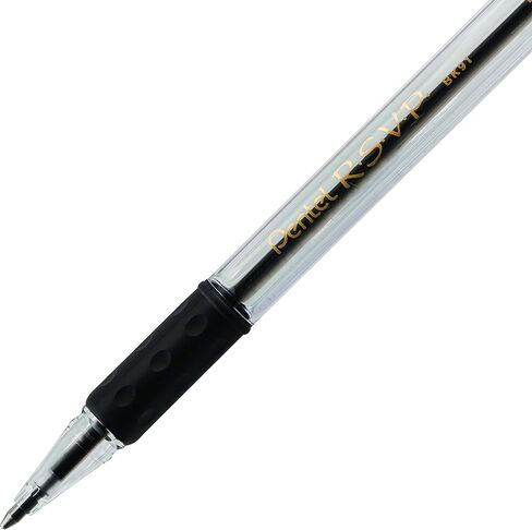 Pentel RSVP Pallpoint Pen ، (1.0 مم) ، خط متوسط ​​، الحبر الأسود (BK91-A) (حزمة 1 ، إجمالي عدد 12) in Saudi Arabia