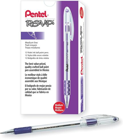 Pentel RSVP Pallpoint Pen ، (1.0 مم) ، خط متوسط ​​، الحبر الأسود (BK91-A) (حزمة 1 ، إجمالي عدد 12) in Saudi Arabia