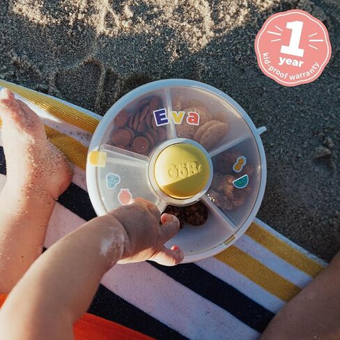 GoBe Kids Small Snack Spinner Flip Bundle with Hand Strap and Sticker Sheet - Reusable Snack Container with 5 Compartment Dispenser and Lid | BPA/PVC Free | Dishwasher Safe | No Spill- Mint Green in Kuwait