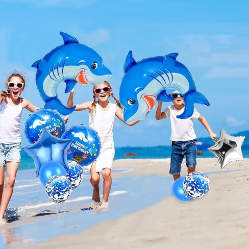 40 Inch 2 Balloon Number, Cute Blue Shark Balloons, Giant Foil 2 Birthday Balloon for Anniversary Supplies, Kids Birthday Party, Shark Themed Birthday Party, Banquet Decoration(shark-2) in Kuwait