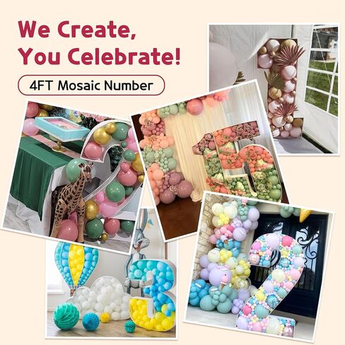 4FT Marquee Number, Mosaic Numbers for Balloons, Mosaic Balloon Frame, Marquee Number, Number 1 Balloon for 1st Birthday Girl Decoration, Frist Anniversary Decorations, First Birthday Decor in Saudi Arabia