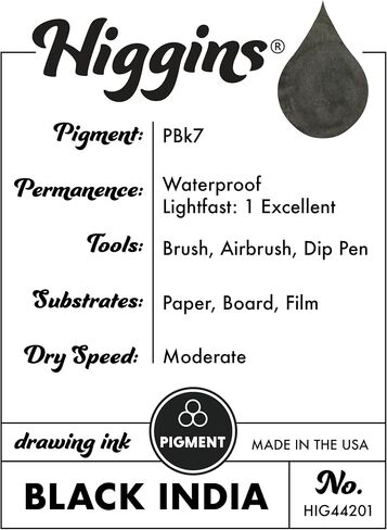 Higgins Black India India Drance Ink - للفنانين والطلاب - 1 أوقية. زجاجة زجاجية (HIG44201) in Kuwait