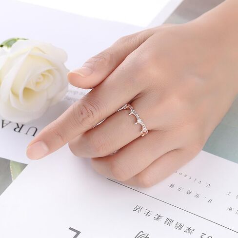 Crown Ring Colored Rose Gold White Zirconia Cubic Zirconia Ladies Birthday Gift Promise Wedding Timeless Sparkling Crown Crystal Ring in Rose 8 in Saudi Arabia
