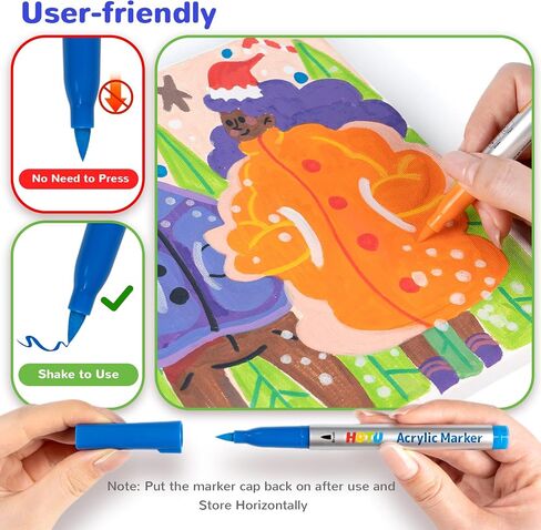 Creative Paint-like Brush Tip Acrylic Markers,Water Based Acrylic Markers with Automatic Ink Control System, 18 Count, Perfect for Art and Craft Supplies M4 in Saudi Arabia