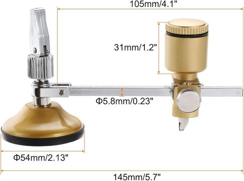 القاطع الزجاجي الدائري Harfington 1.4 "-4.3" قطر القطع القابلة للتعديل القابلة للتعديل قطع الزجاج الدائري مع دبابة زيت كوب الشفط لقطع بلاط السيراميك الزجاجي ، نغمة الذهب in Kuwait