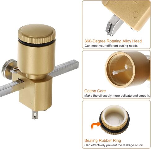 القاطع الزجاجي الدائري Harfington 1.4 "-4.3" قطر القطع القابلة للتعديل القابلة للتعديل قطع الزجاج الدائري مع دبابة زيت كوب الشفط لقطع بلاط السيراميك الزجاجي ، نغمة الذهب in Kuwait