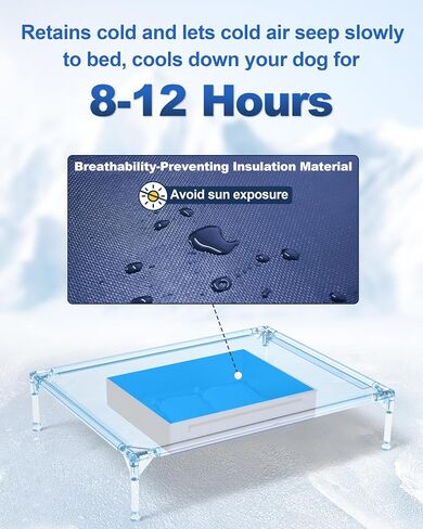 Cooling Elevated Dog Bed for 8-12H of Continuous Cooling with Reusable Ice Packs - Indoor Washable Pet Cot Bed for Small, Medium & Large Dogs - Portable Durable Raised Summer Essentials Cooling Mat in Saudi Arabia