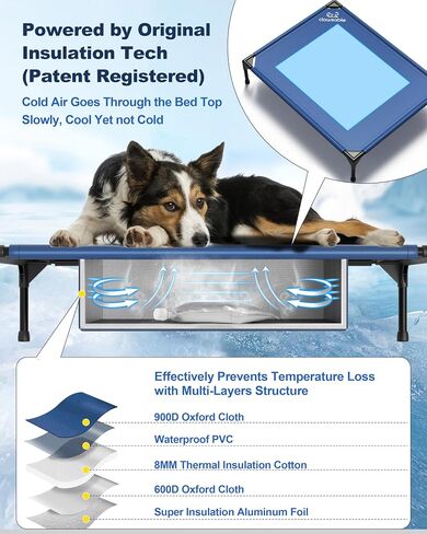 Cooling Elevated Dog Bed for 8-12H of Continuous Cooling with Reusable Ice Packs - Indoor Washable Pet Cot Bed for Small, Medium & Large Dogs - Portable Durable Raised Summer Essentials Cooling Mat in Saudi Arabia