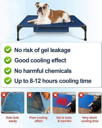 Cooling Elevated Dog Bed for 8-12H of Continuous Cooling with Reusable Ice Packs - Indoor Washable Pet Cot Bed for Small, Medium & Large Dogs - Portable Durable Raised Summer Essentials Cooling Mat in Saudi Arabia