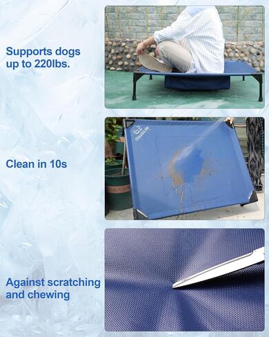 Cooling Elevated Dog Bed for 8-12H of Continuous Cooling with Reusable Ice Packs - Indoor Washable Pet Cot Bed for Small, Medium & Large Dogs - Portable Durable Raised Summer Essentials Cooling Mat in Saudi Arabia