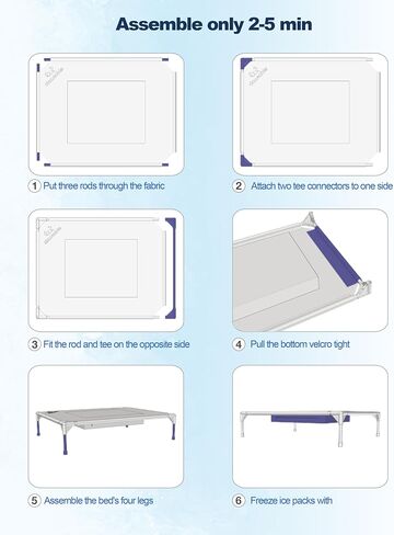 Cooling Elevated Dog Bed for 8-12H of Continuous Cooling with Reusable Ice Packs - Indoor Washable Pet Cot Bed for Small, Medium & Large Dogs - Portable Durable Raised Summer Essentials Cooling Mat in Saudi Arabia