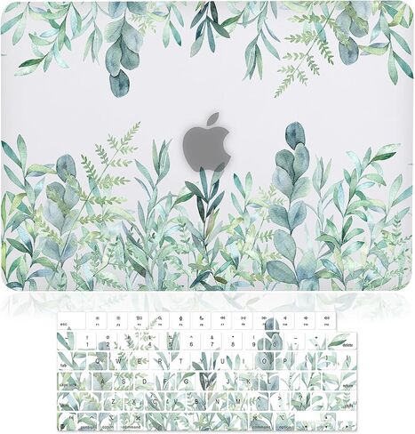 Case for MacBook Air 15 inch M3 A3114 M2 A2941 2024 2023 Release with Liquid Retina Display Touch ID, 3D Effect Matte Black See Through Hard Cover & Keyboard Cover, Green Plants in Saudi Arabia