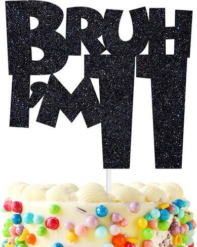 Bruh I'm 15 Cake Topper, It's My Birthday Bro, Cheers to 15 Years for Big Brother, Happy 15th Birthday Party Decorations Supplies for Boys Girls, Black Glitter in Saudi Arabia