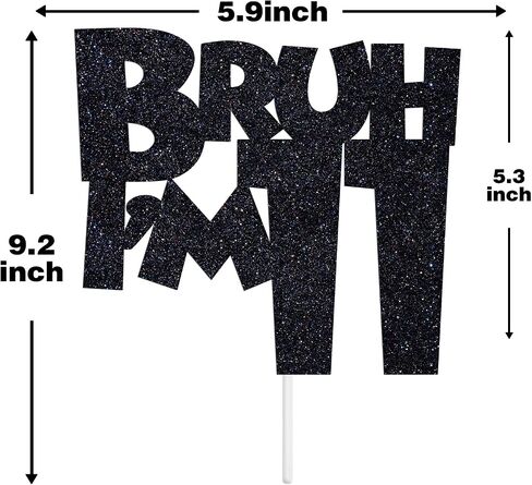 Bruh I'm 15 Cake Topper, It's My Birthday Bro, Cheers to 15 Years for Big Brother, Happy 15th Birthday Party Decorations Supplies for Boys Girls, Black Glitter in Saudi Arabia