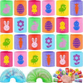 24 Pcs Easter Mini Coil Springs Toys Magic Spring Toys for Kids Boys Girls Easter Basket Stuffers Easter Egg Fillers Party Favor Gifts