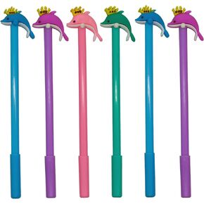 Maydahui 32 PCS Crown Dolphin Shaped Rollerball Pens Jumping Fish Pen Novelty Whale Pens Cute Kawaii Pen Black Gel Ink for School Stationery Office Party