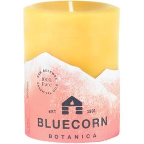 Bluecorn Botanica Beeswax Pillar Candle Scented with Cedarwood, Nutmeg & Lavender Essential Oils - 3" x 4"