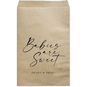 MAGJUCHE Babies Are Sweet Baby Shower Party Favor Bags, 50-Pack Kraft Treat Cookie Donut Bags