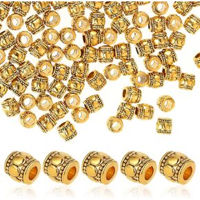 100 PCS عتيقة الذهب حبات الفواصل الكبيرة ، حبات رونديل سبيكة الفضفاضة ، حبات براميل أوروبية براميل أوروبية للخرز الذهبي لمجوهرات صنع أساور قلادة DIY ، 7 مم × 6 مم ، ثقب: 3 مم: 3 ملم in Kuwait