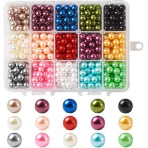 KISSITTY 495Pcs/box Assorted Colors 8mm No Hole Acrylic Faux Pearl Beads Undrilled Luster Round Pearl Loose Beads for Vase Fillers Wedding Party Hair Brooch Decoration Jewelry Craft Making