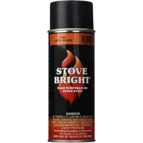 Stove Bright Fireplace Satin Black Paint - High Temp Satin Black Spray Paint, Withstands up to 1200° F, Quick Drying, Retains Color, Easy Application