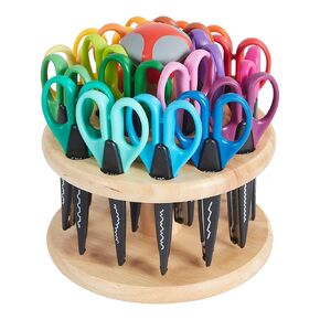 ECR4KIDS Kraft Edgers مع رف خشب الصلب الدوار ، مقص زخرفي ، متنوع ، 18 قطعة