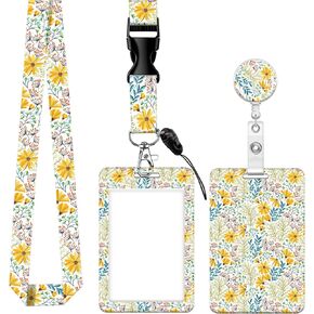 Cute Lanyard with Retractable Badge Reel and ID Card Holder - for Women Girl Teacher Nurse Work Office Gifts (Cute Frogs)