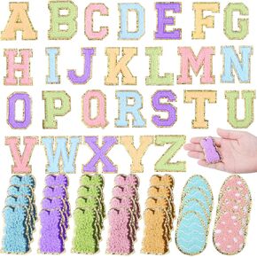 Geosar 54 Pieces Easter Iron on Patches Self Adhesive Chenille Letter Patches Easter Egg Bunny Sew Applique for Easter Spring DIY Clothing Backpacks Hat