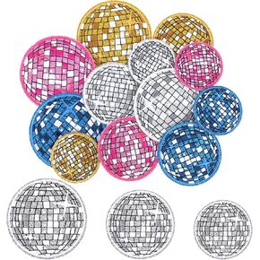 Yolev 12 Pcs Disco Ball Iron on Patches Music Party Bling Ball Embroidered Patch for Party Dance Music Clothes Backpacks Bookbag Jackets Jeans Sweatshirts