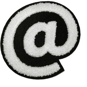 4" Chenille Stitch Varsity Special Character & Ampersand Symbol & Patches Iron-On or Stitch on Patch by pc, TR-12243 (White/Black)
