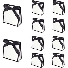 HAN SHENG 10 Pcs Gift Bags with Bow Ribbon Favor Bag Bridal Shower Gift Bags for Wedding Bridal Birthday Party Goodies Graduation Holiday Party Favor (White) in Kuwait