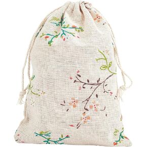 PH PandaHall 50pcs Drawstring Gift Bags 5x7 Inch Floral Burlap Bags Fabric Bags Jewelry Packing Pouches Favors Bag for Christmas Valentine Jewelry Present Party Wedding Shower Birthday