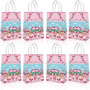 CNMOAOAGS 20Pcs Cartoon Cat Happy Birthday Decorations, Pink Bow tie Birthday Party Favor Gift Bags for Kids and Girls Party Theme supplies