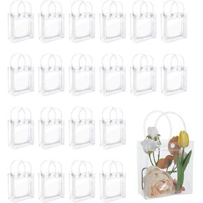 Simarro 21 PCS أكياس هدايا واضحة مع مقابض ، 5.1 "× 5.9" × 2.8 "أكياس واضحة الأكياس هدايا صغرى أكياس جيدة الأكياس الهدايا الأكياس الهدايا.