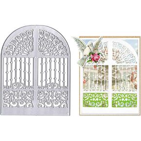 Threetols Door Window Background Metal Die Cuts for Card Making, Flower Window Frame Cutting Dies for Paper Craft DIY Decor Card Making Scrapbooking Paper Album Stamp