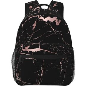 Black And Gold Marble Backpack For School Laptop Bags Bookbag Big Casual Daypack For Student Girls Boys Kids Teens Travel Sports Work