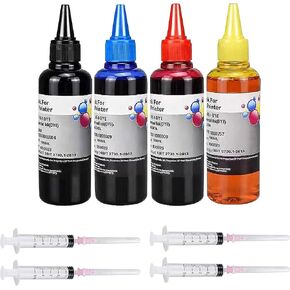 Ink Refill Kit for HP 60 61 63 64 65 902 932 952 950 951 564 Refillable Ink Cartridge for HP Envy 4500 4520 5643 OfficeJet 6500a 6500 6000(5x100ML 2 Black, 1 Cyan. 1 Magenta, 1 Yellow)