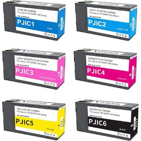PP50 PP100 Ink Cartridges 6 Color Set PJIC1 PJIC2 PJIC3 PJIC4 PJIC5 PJIC6 C13S02A9991 Suitable for DiscProducer PP-50 PP-100 Printers (Black, Cyan, Magenta, Yellow, Light Cyan, Light Magenta, 6Pcs)