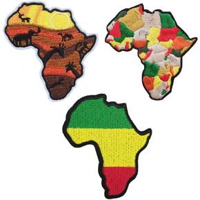3 PCS Pan African Flag Africa Map Embroidered Iron On Patch Black Lives Matter Clothes Jacket Cap Fabric Accessories DIY BLM