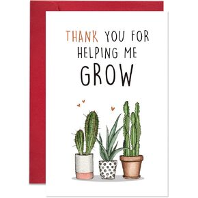 Ogeby Cute Teacher Appreciation Card, Lovely Thank You Card for Him Her, Thank You for Helping Me Grow Card Gift