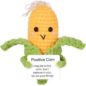 Funny Positive Corn, 3.9in knitted Positive Potato with Positive Card Creative Cute Wool Positive Knitted Corn Toy for Birthday Gifts Party Decoration Encouragement